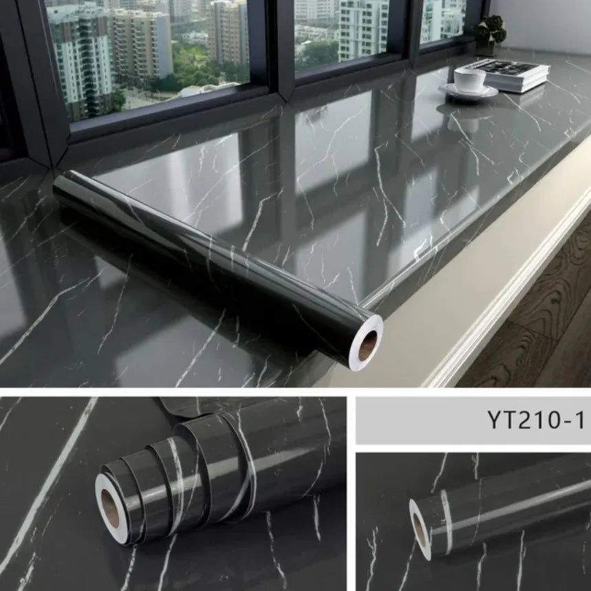 Modern Waterproof Marble Wallpaper Self Adhesive Foil Mould Proof Stickers for Kitchen High Temperature Resistant Wall Decor