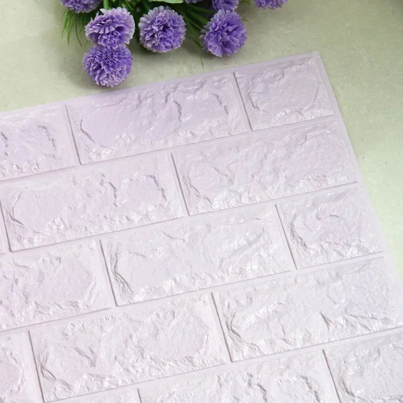 Foam 3D Self adhesive Wall Stickers Imitation Brick Waterproof Wallpaper for Living Room Kitchen TV Backdrop Bedroom Decoration
