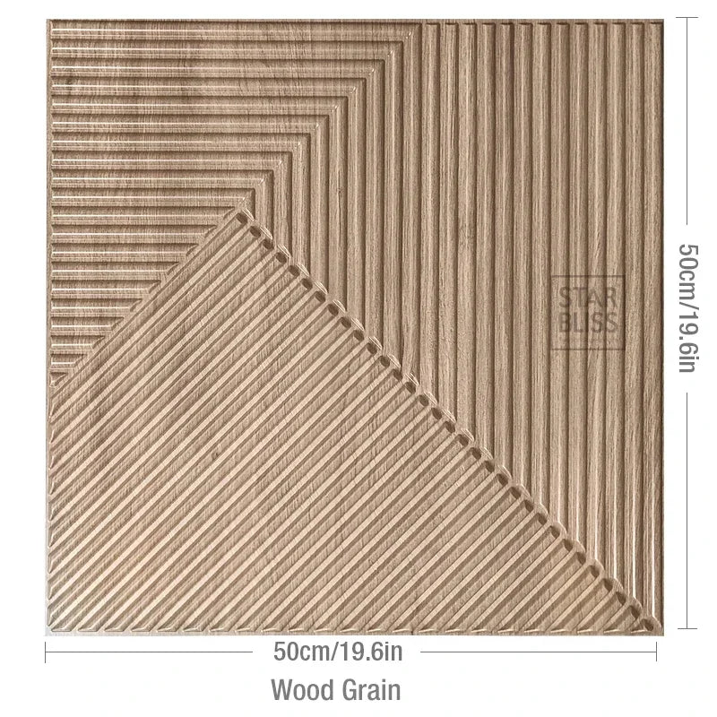 12 piece 50cm / 3m² Shiny gold 3D wall decor Wood grain slatted wall panel 3D groove texture panel tile wall sticker waterproof