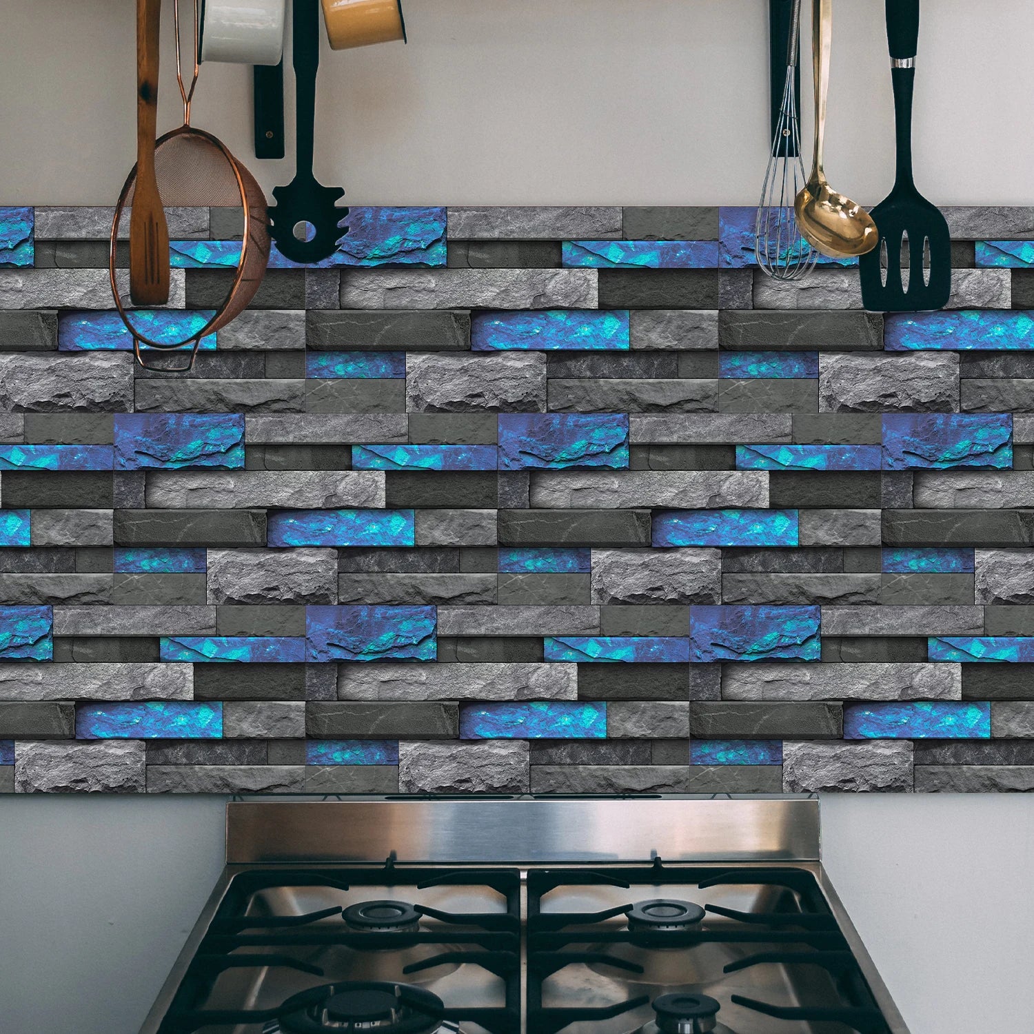 6 Bộ Dán Tường 3D Giả Gạch Đá 30x15cm Chống Thấm Dầu