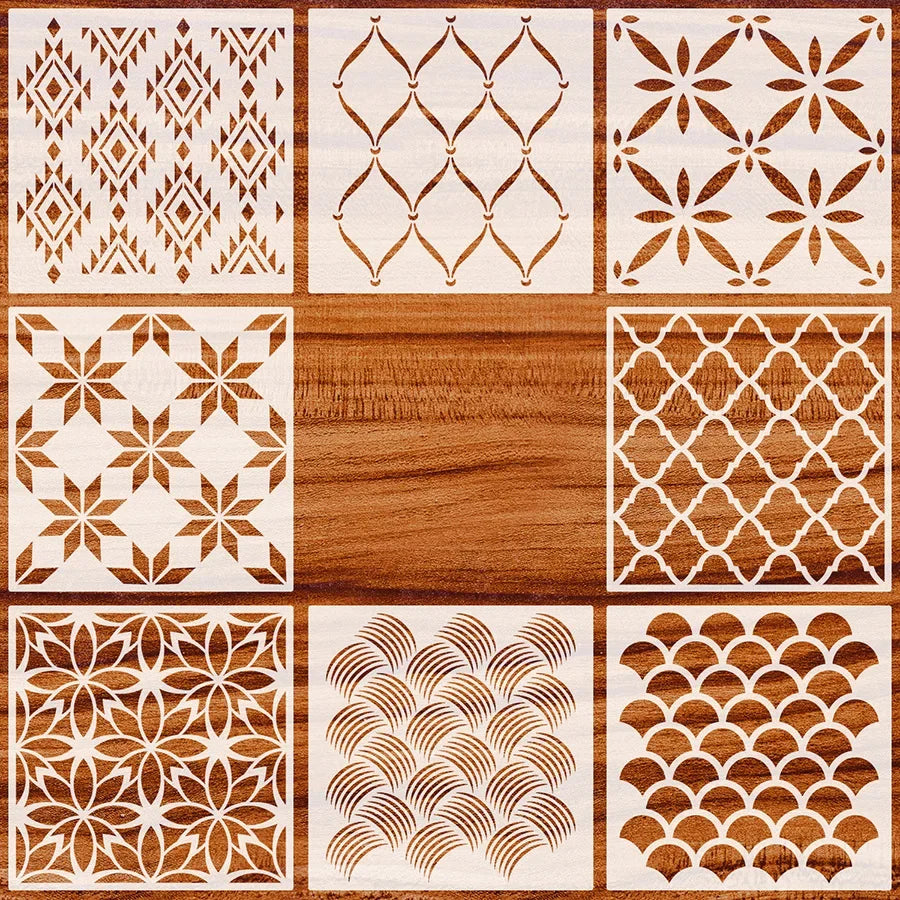 Khuon Stencil Mandala Geometric 30x30cm DIY Layering