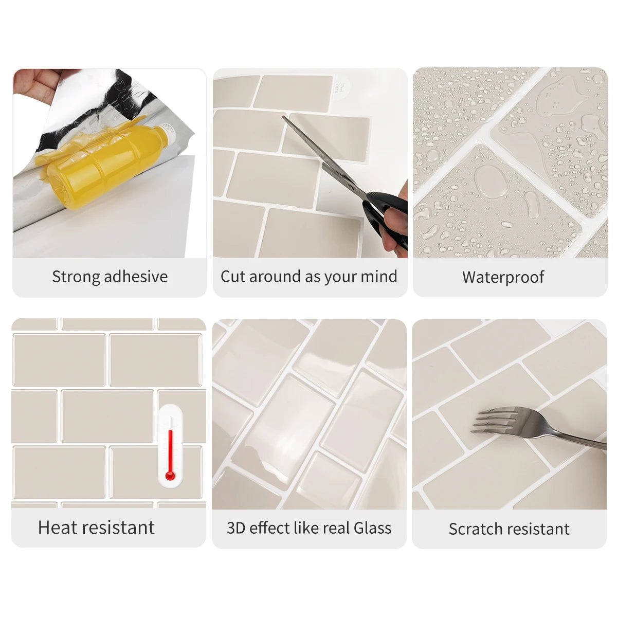 Vividtiles 3D Vinyl Dán Dính Ốp Tường Bếp Chống Nước Bền