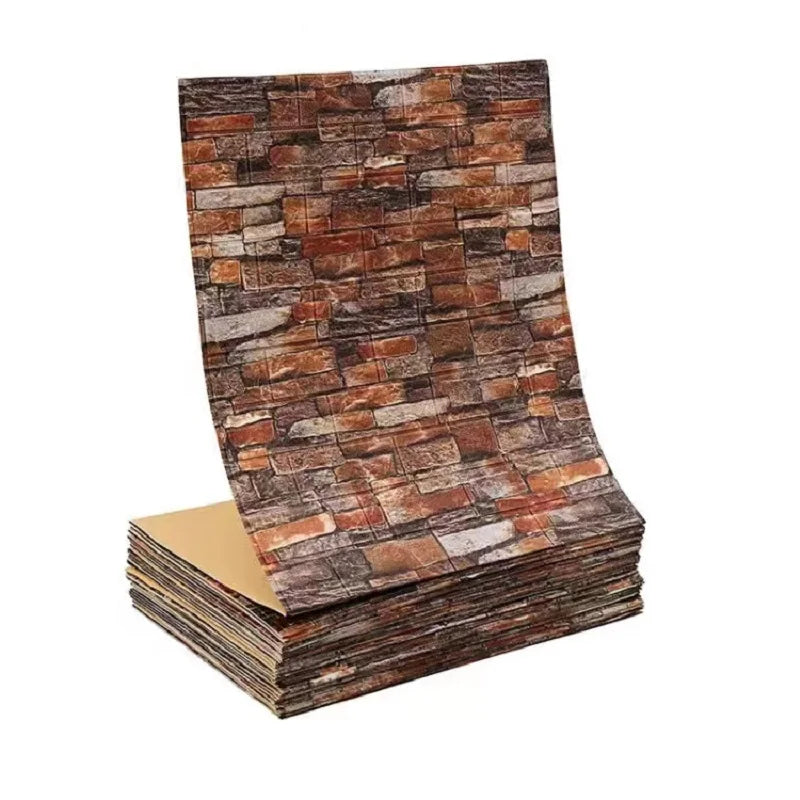 70cm*1m 3D Self-Adhesive decor Wallpaper Continuous Waterproof Brick Wall Stickers Living Room Bedroom old wall Home Decoration