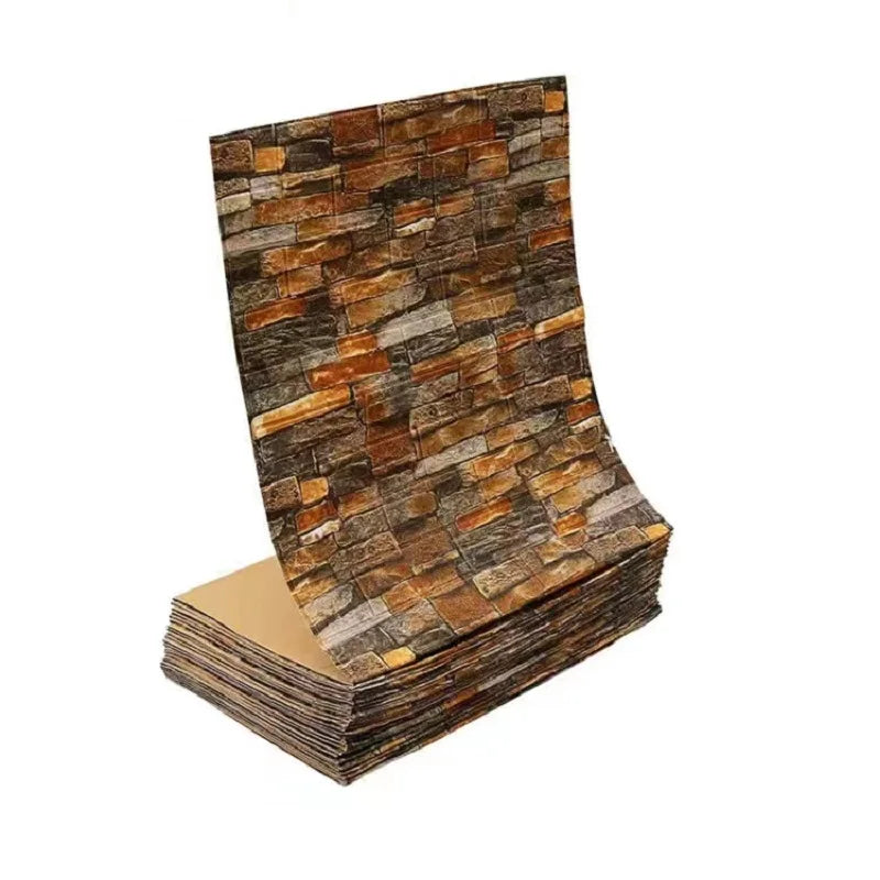 70cm*1m 3D Self-Adhesive decor Wallpaper Continuous Waterproof Brick Wall Stickers Living Room Bedroom old wall Home Decoration