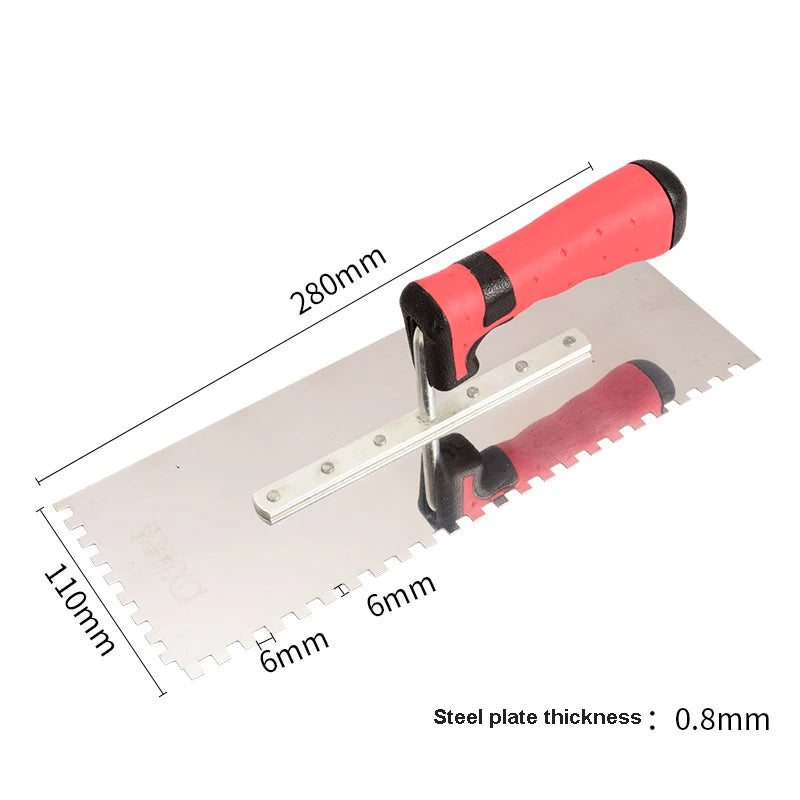 Stainless Steel Toothed Trowel, Trowel, Scraper, Bricklayer Scraper, Serrated Tile Tool