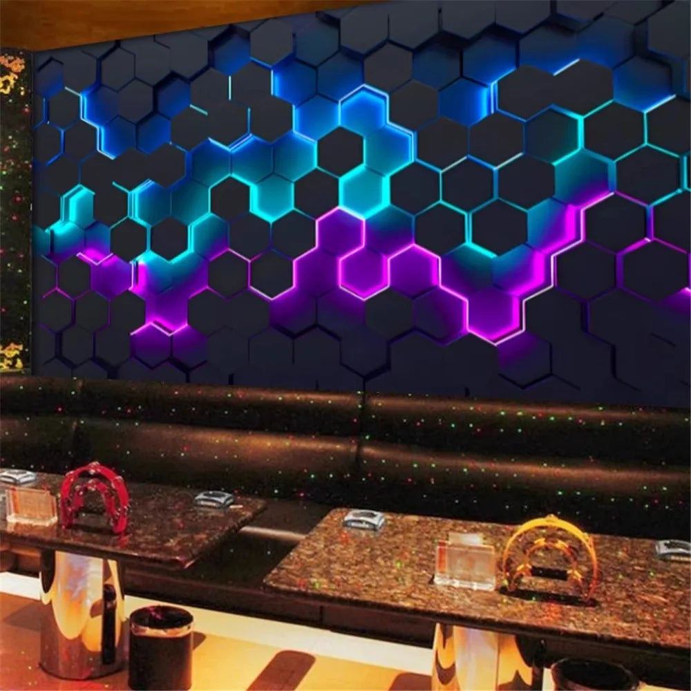 Giay Dan Tuong 3D Geometric Danh Cho Barber Shop Van Phong
