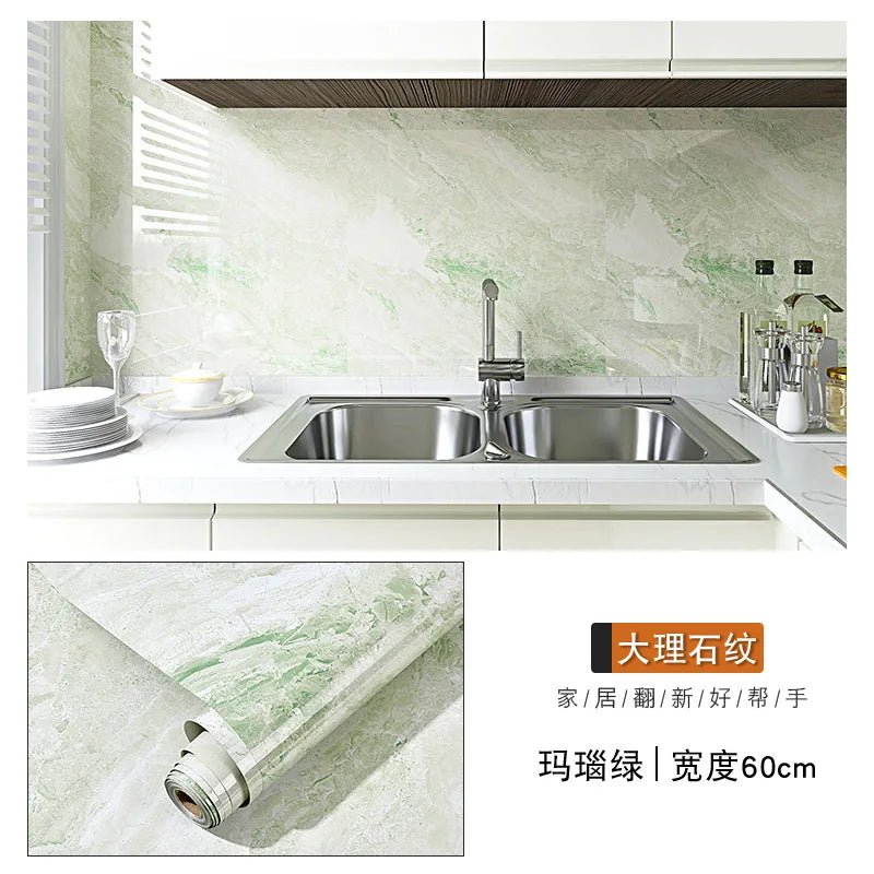 Giay Dan Tuong Marble PVC Dinh 60cm Phong Tam Bep Mat Ban