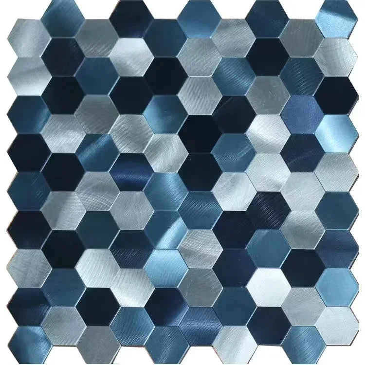 Gạch Ốp Mosaic Lục Giác Dán Dính Kim Loại Chống Thấm Bếp