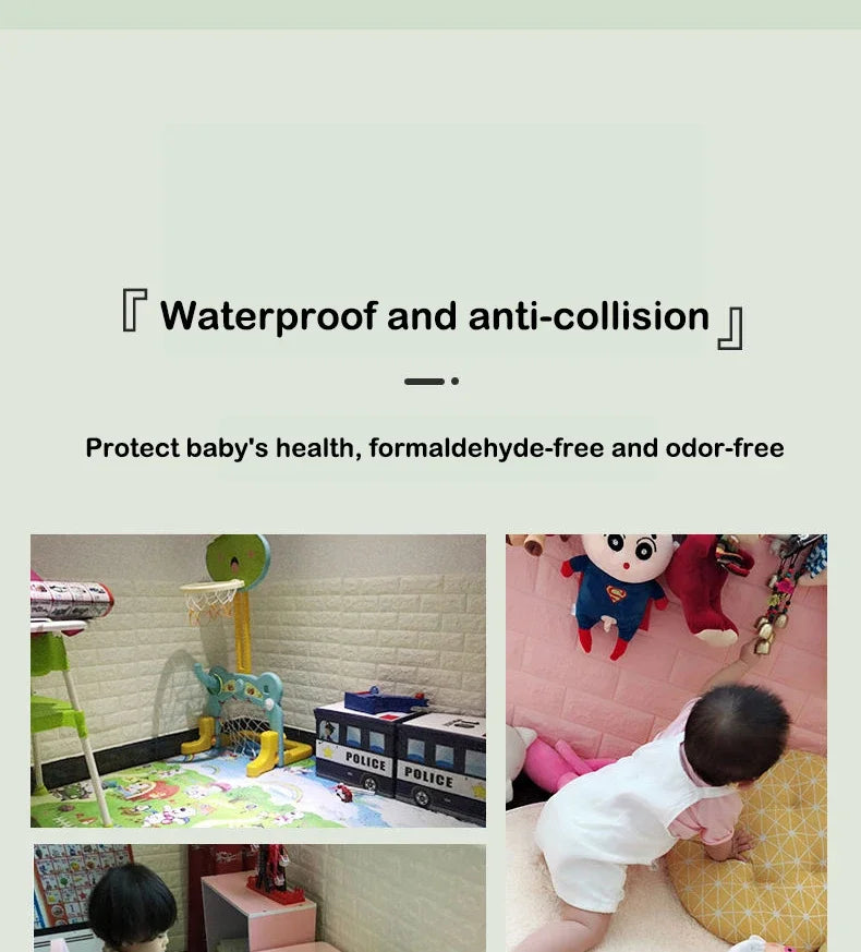 10M 3D Self-Adhesive Brick Pattern Wall Panels Wallpaper DIY Waterproof for Living Room Bedroom Kitchen Background Wall Decor