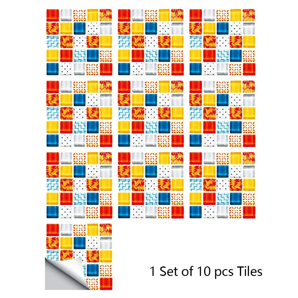 10 Miếng Dán Gạch Mosaic Tím Dán Dính 2D Cho Bếp Phòng Tắm
