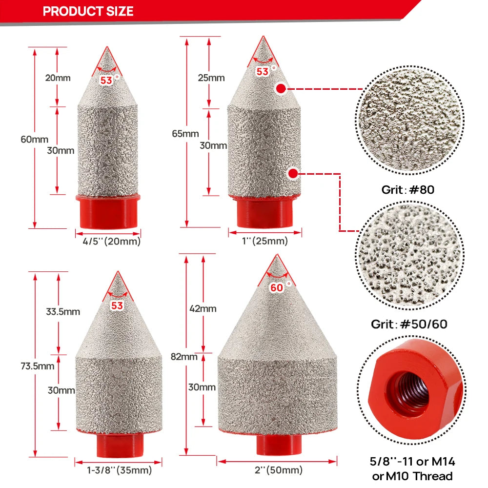 DT-DIATOOL 20/25/35/50mm Diamond Chamfering Drilling Bit M10 M14 5/8"11 Hole Saw Beveling Porcelain Tile Marble Stone Masonry