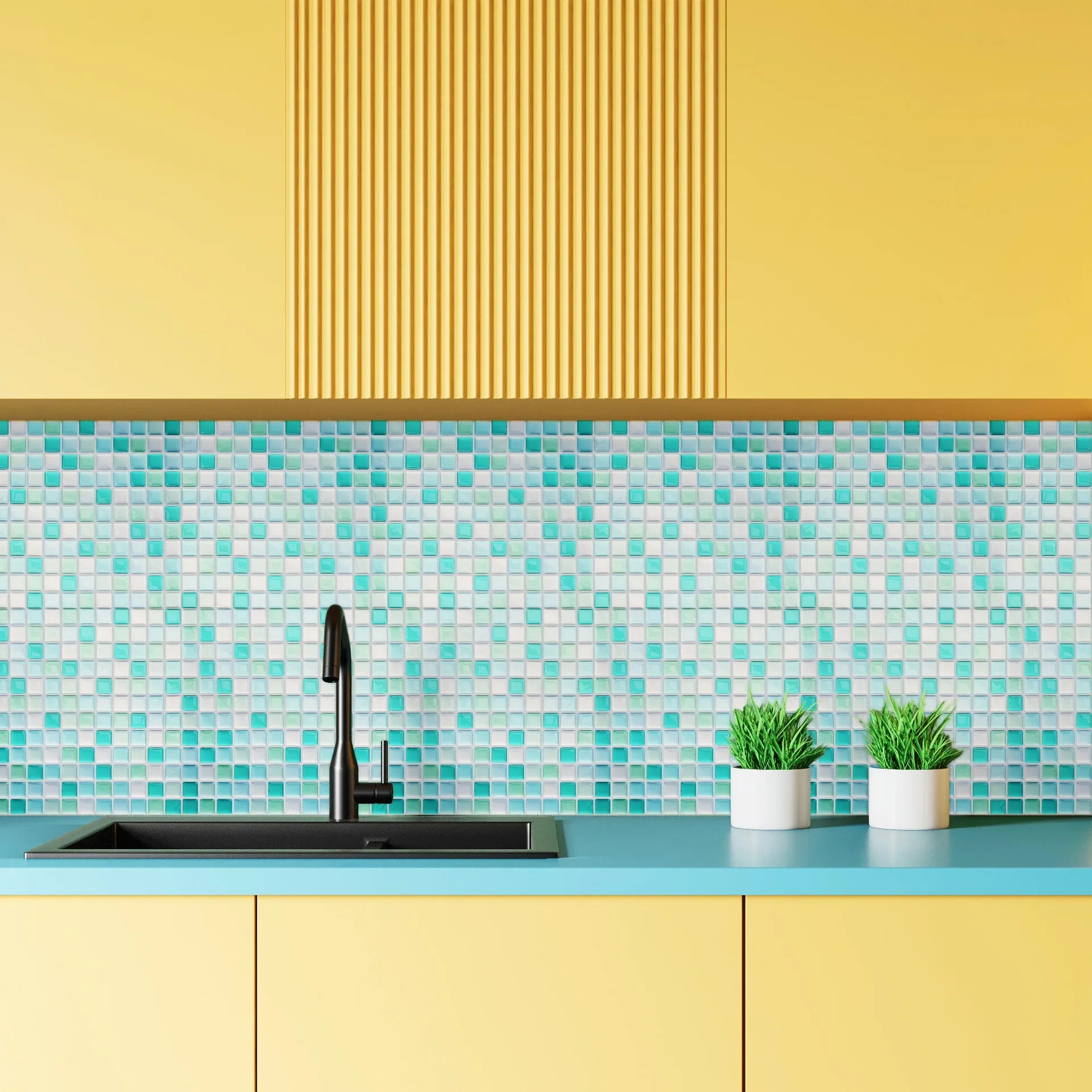 Dán Tường Gạch Mosaic Kính 3D Dính Chống Thấm 5 10 Miếng