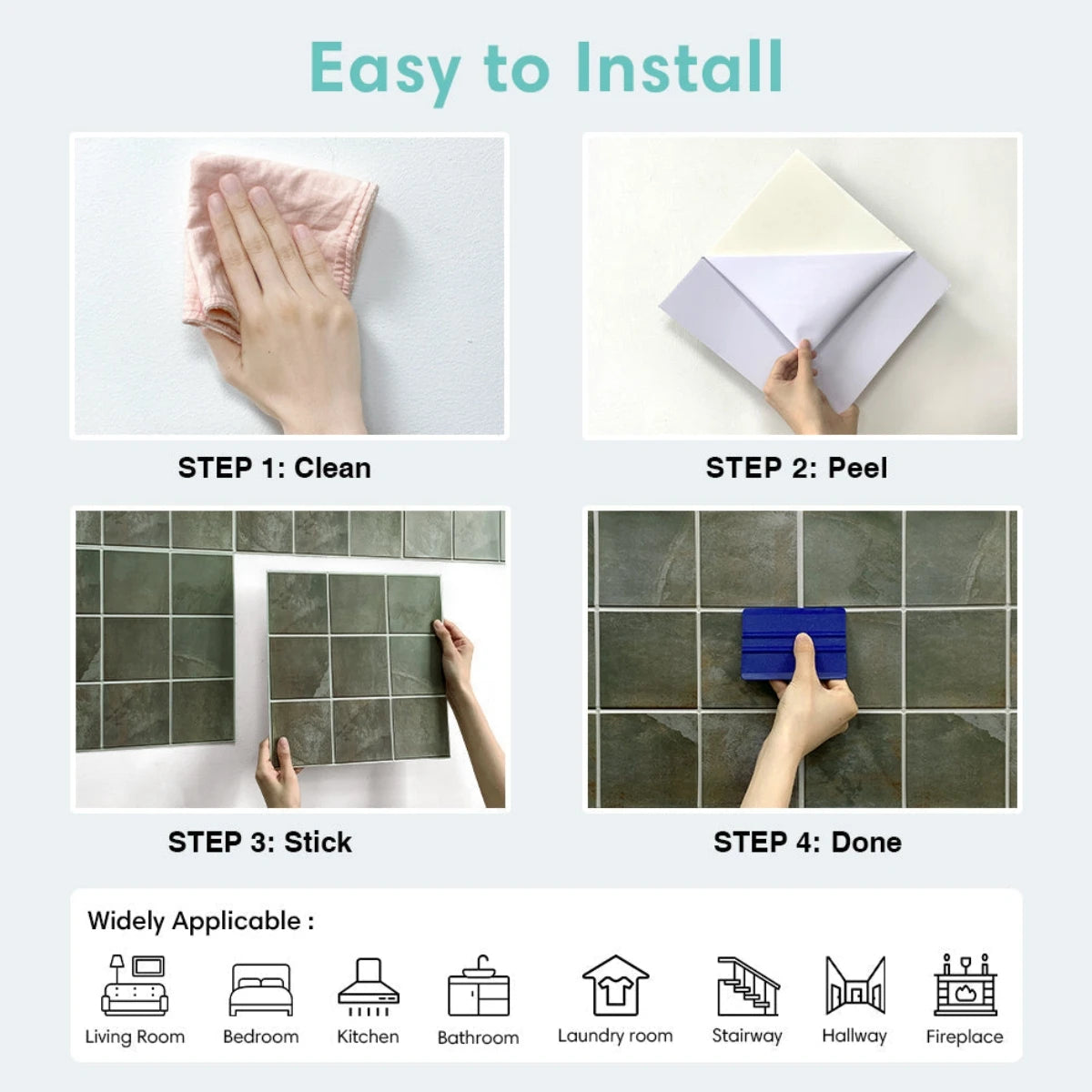 1/10pcs 3D Peel and Stick Wall Tile Self Adhesive Kitchen Backsplash Tile Sticker DIY Wall Panel Waterproof 3D Wall Sticker