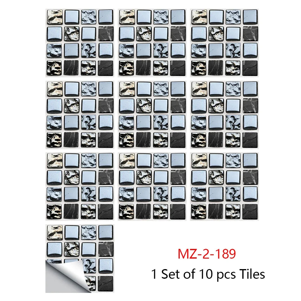 10 Miếng Dán Gạch Mosaic Tím Dán Dính 2D Cho Bếp Phòng Tắm