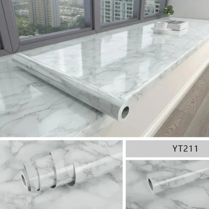 Modern Waterproof Marble Wallpaper Self Adhesive Foil Mould Proof Stickers for Kitchen High Temperature Resistant Wall Decor