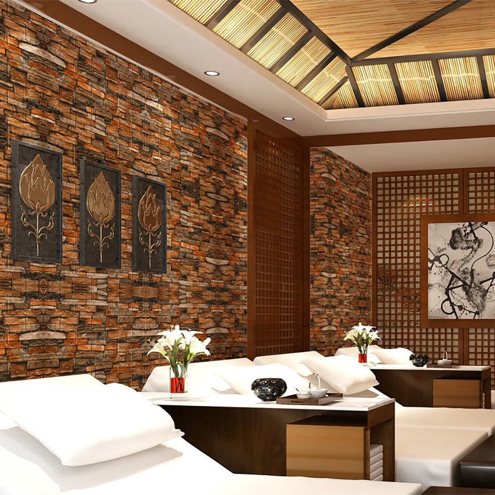 40 pieces of 38.5X35cm decorative self-adhesive waterproof and moisture-proof imitation brick wallpaper for bedroom walls