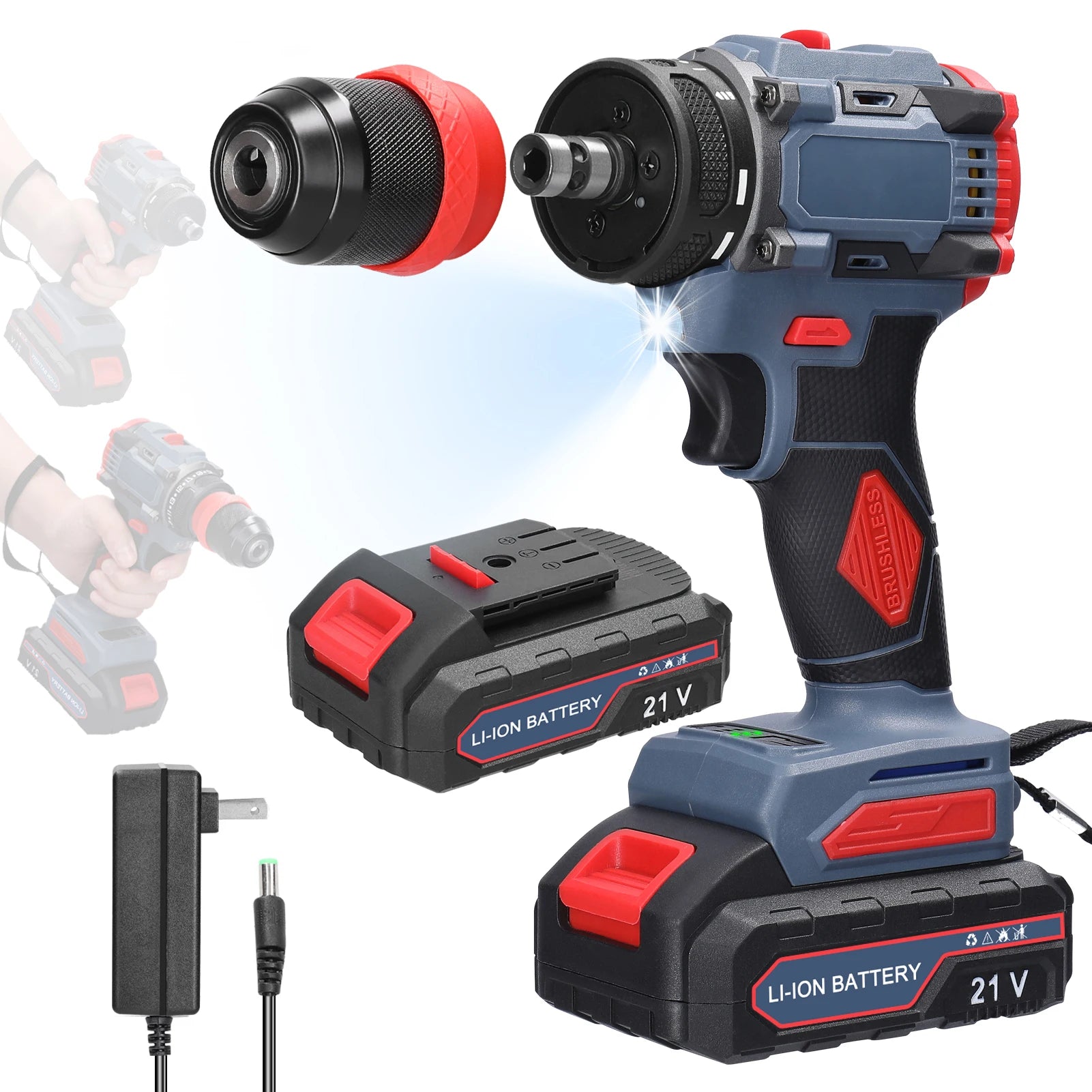 Khoan Điện 21V 2 Trong 1 Vặn Vít Không Dây 55 Nm Hiệu Quả