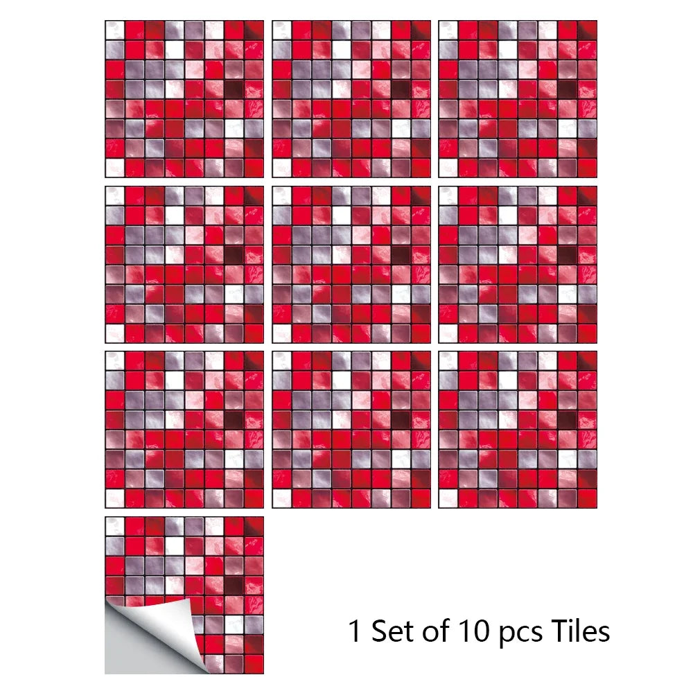 10 Miếng Dán Gạch Mosaic Tím Dán Dính 2D Cho Bếp Phòng Tắm