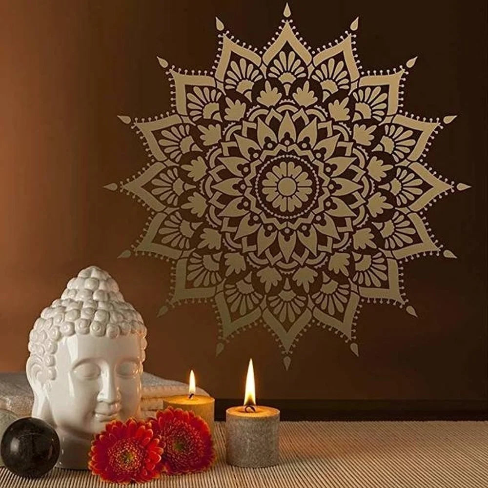 Khuon Mandala DIY 50x50 Cm Cho Ve Stencil Tren Go Vai Tuong