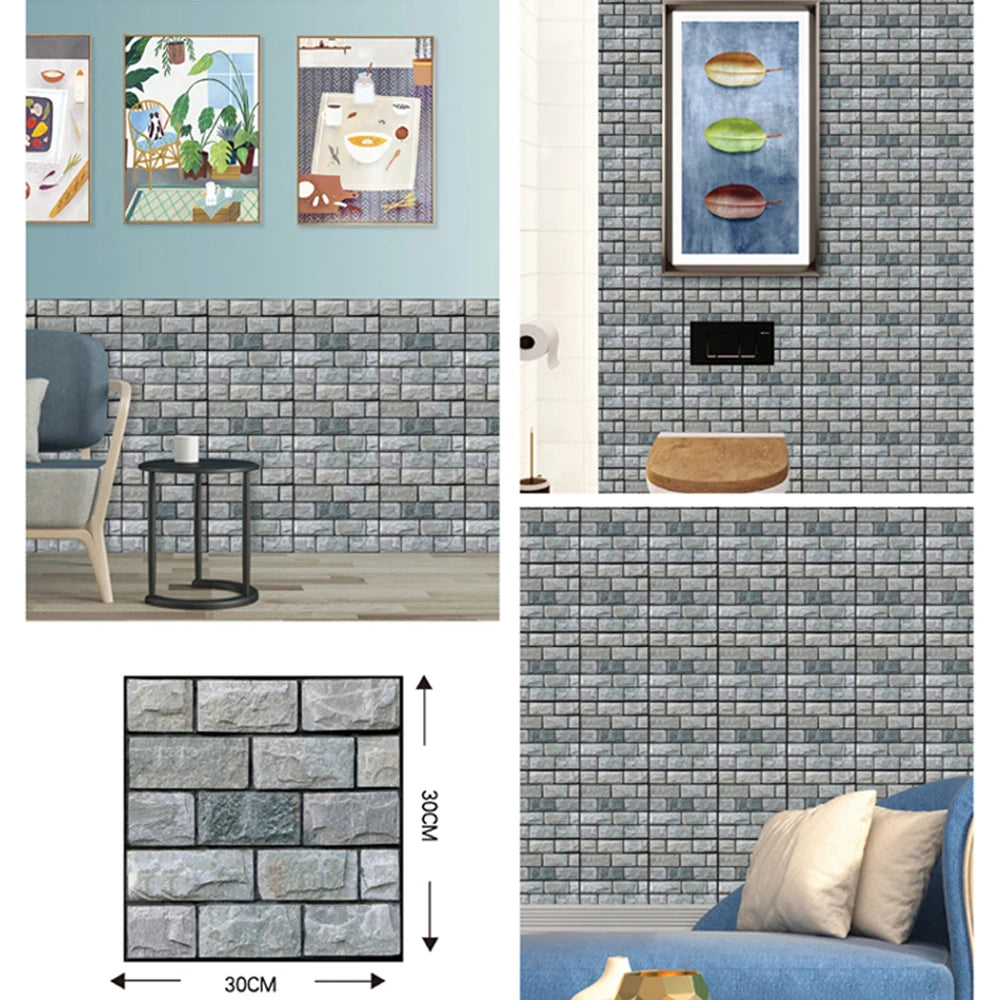 Self Adhesive Tile Wall Sticker Home Decor 3D PVC Brick Sticker Wall Decor For Kitchen Cupboard Bathroom Waterproof Wallpaper