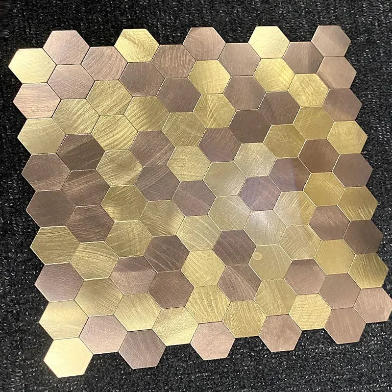 Gạch Ốp Mosaic Lục Giác Dán Dính Kim Loại Chống Thấm Bếp