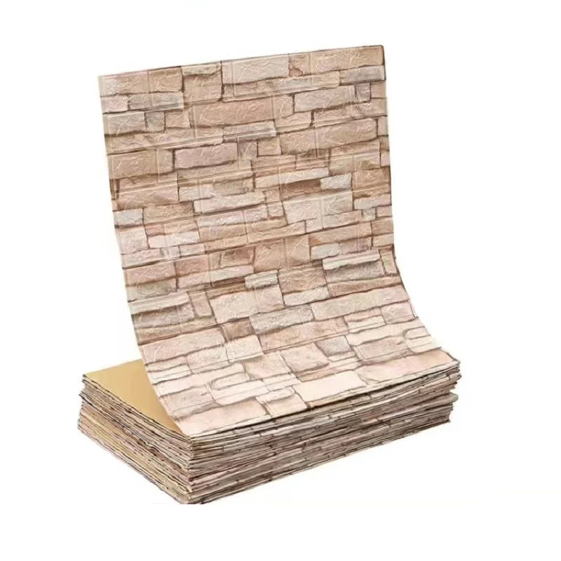70cm*1m 3D Self-Adhesive decor Wallpaper Continuous Waterproof Brick Wall Stickers Living Room Bedroom old wall Home Decoration
