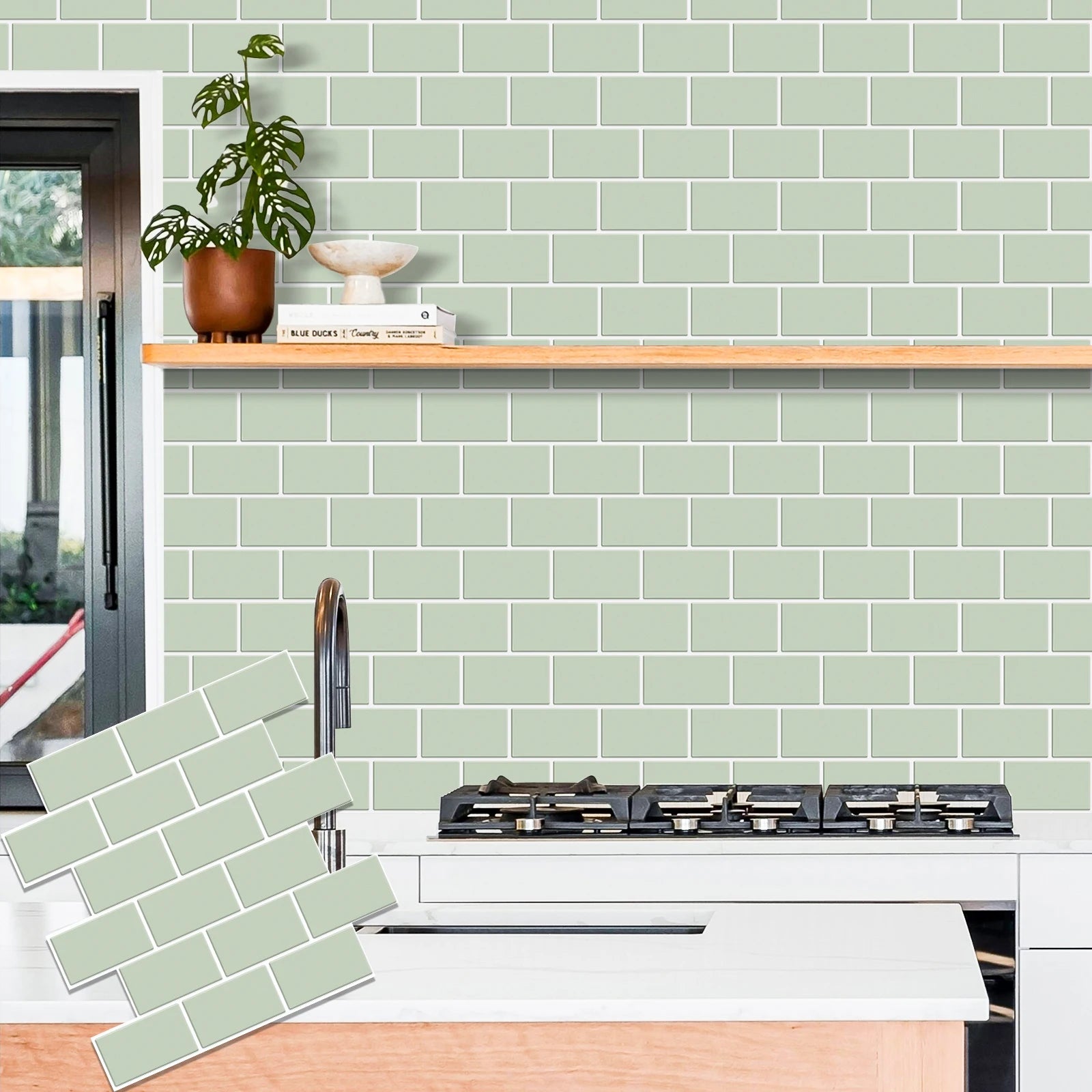5pcs Subway Design Wall Tile Sticker Peel and Stick Thicker Backsplash 3DWallpaper Stick on Wall for Kitchen RV Room Decor