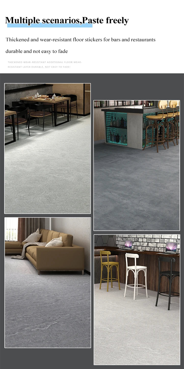 Self-adhesive PVC Anti-slip Floor Sticker Vinyl Waterproof Wallpaper Kitchen Living Room House Renovate Decorate Retro Wallpaper