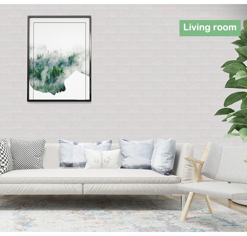 40Pcs 38.5X35cm Imitation Brick Wallpaper Self-adhesive Waterproof Moisture-proof Living Room Bedroom Wall Decoration
