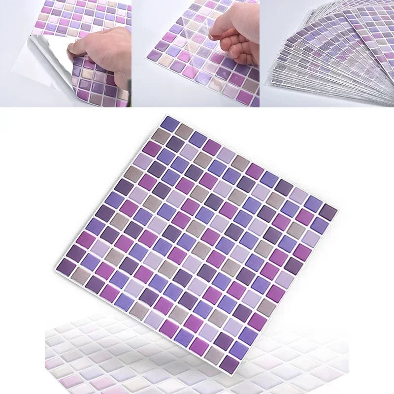 Dán Tường Gạch Mosaic Kính 3D Dính Chống Thấm 5 10 Miếng