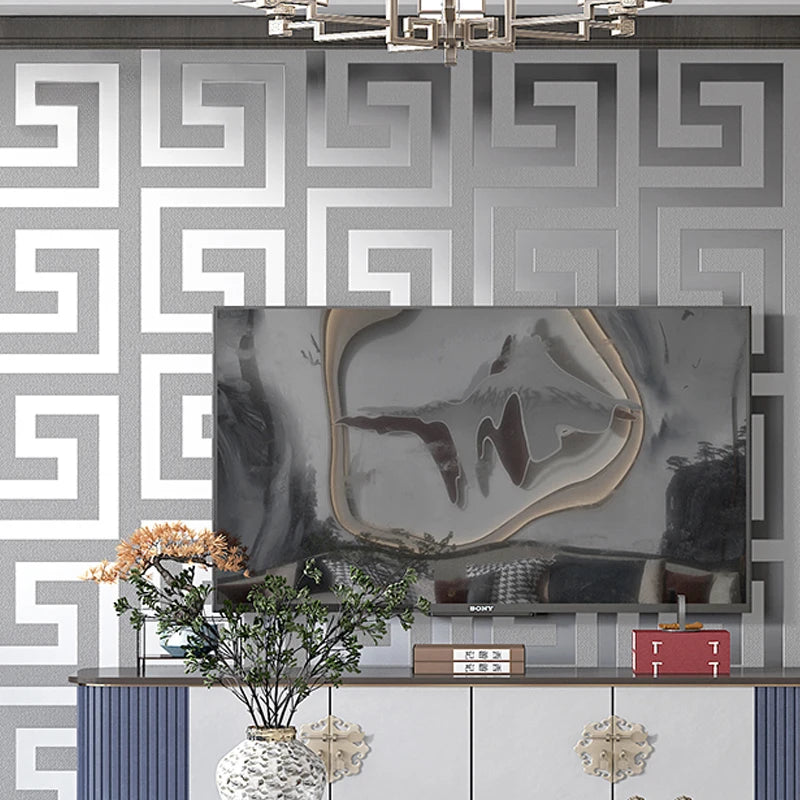 Greek Key Lattice Modern Geometric Wallpaper Hotel Study Background Wall PVC Bathroom Waterproof Wallpaper Pegatinas De Pared
