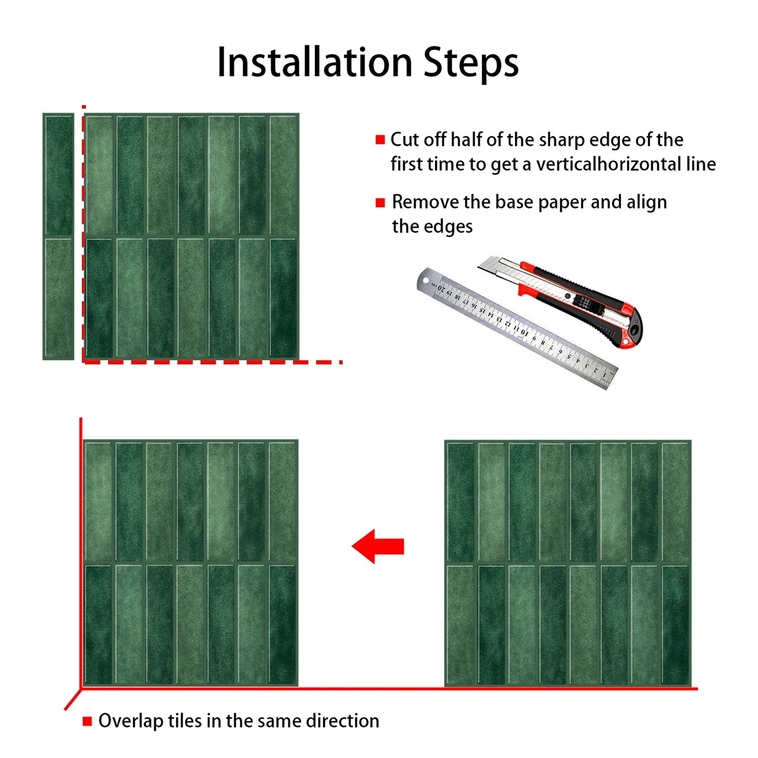 10pcs 3D Imitation Tiles Self-Adhesive Wall Stickers Peel And Stick Wallpaper Heat-resistant And Waterproof For home Decor