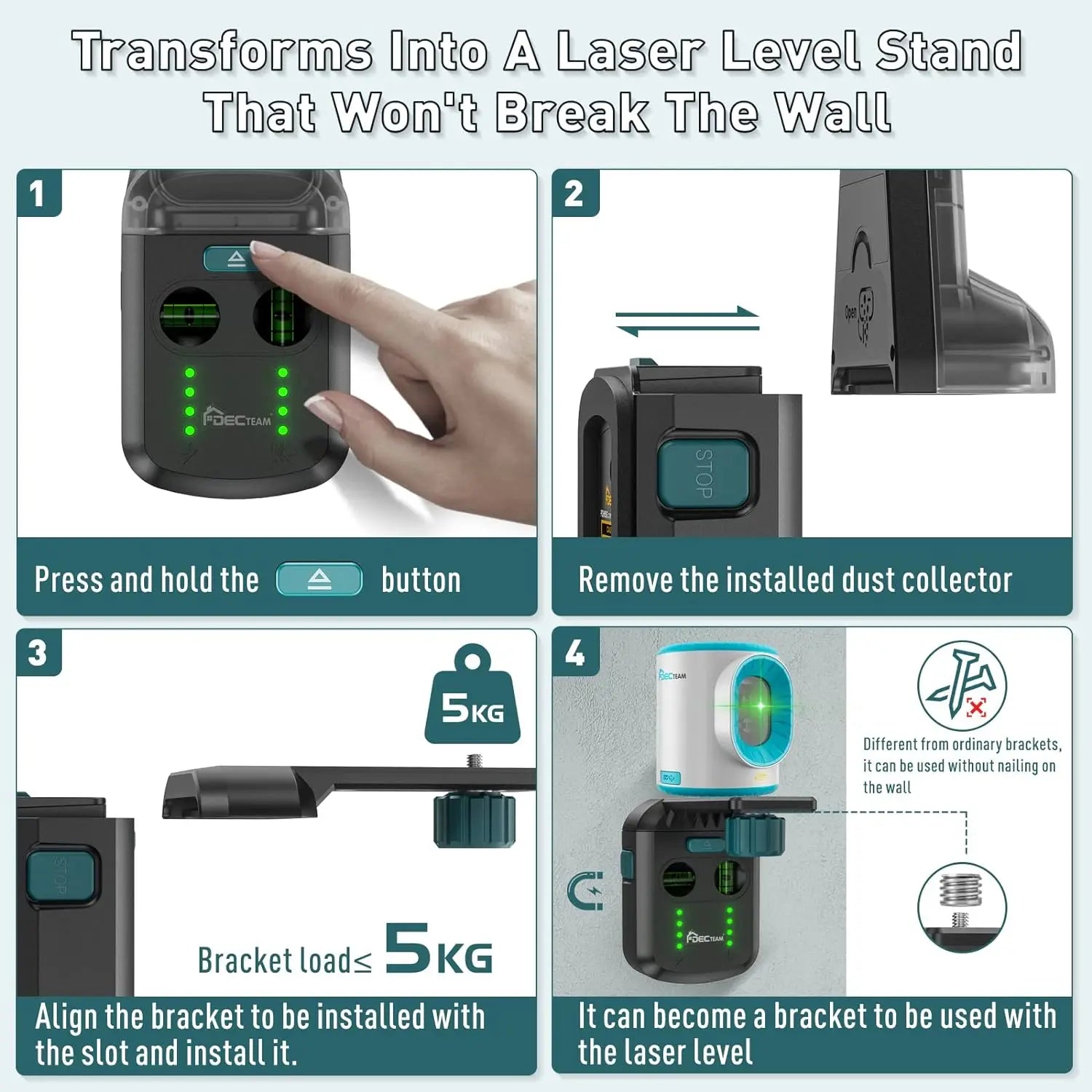Decteam Hút Bụi Máy Laser Level Với Dọc Và Giá Treo Tường
