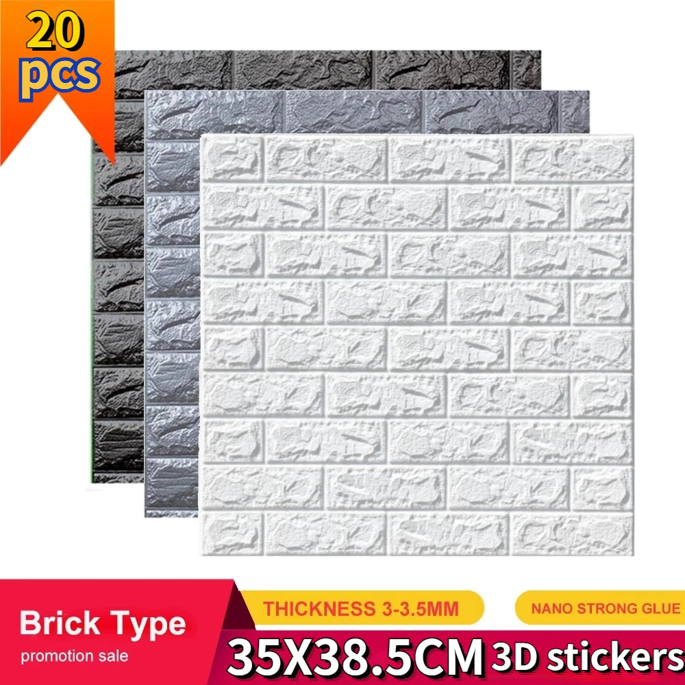 Dan Tuong 3D Gach Gia 20 Mieng Chong Tham Phong Ngu DIY