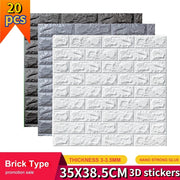 Dan Tuong 3D Gach Gia 20 Mieng Chong Tham Phong Ngu DIY