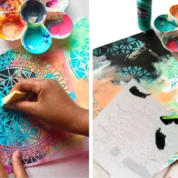 Bộ 9 Khuôn Stencil 15x15cm Dựng Trang Trí Nội Thất Đẹp