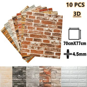 10 Miếng Dán Tường Panel 3D Gạch Nhựa Foam Chống Thấm