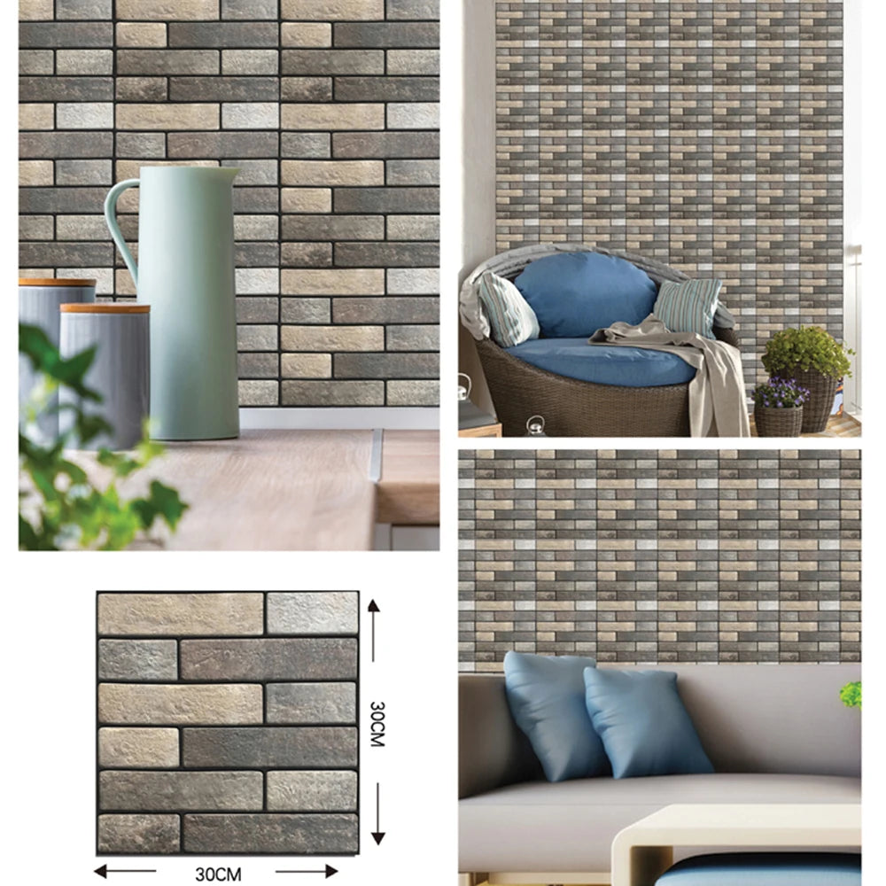 Self Adhesive Tile Wall Sticker Home Decor 3D PVC Brick Sticker Wall Decor For Kitchen Cupboard Bathroom Waterproof Wallpaper