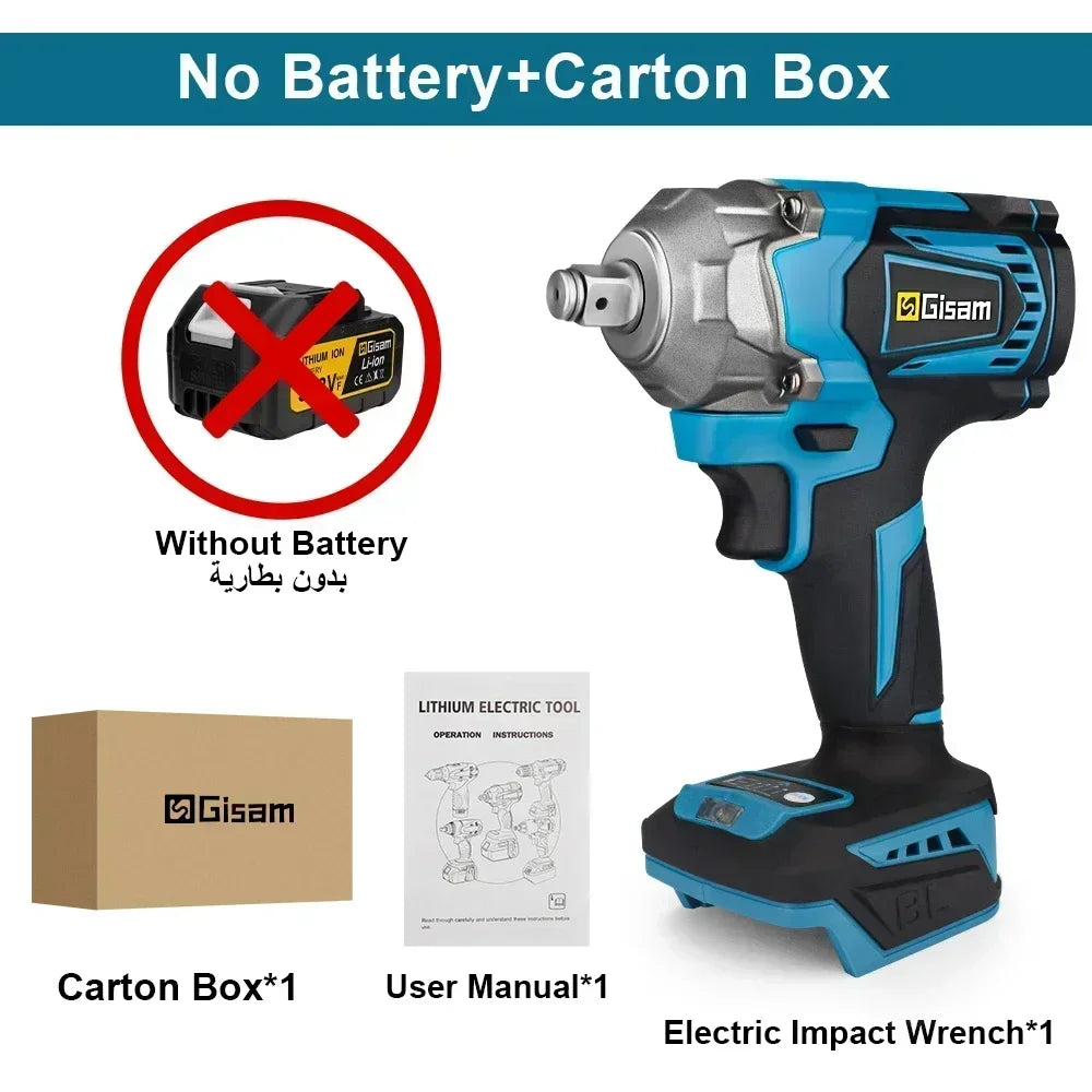 Gisam Impact Wrench Không Dây 1200Nm Makita 18V Pin