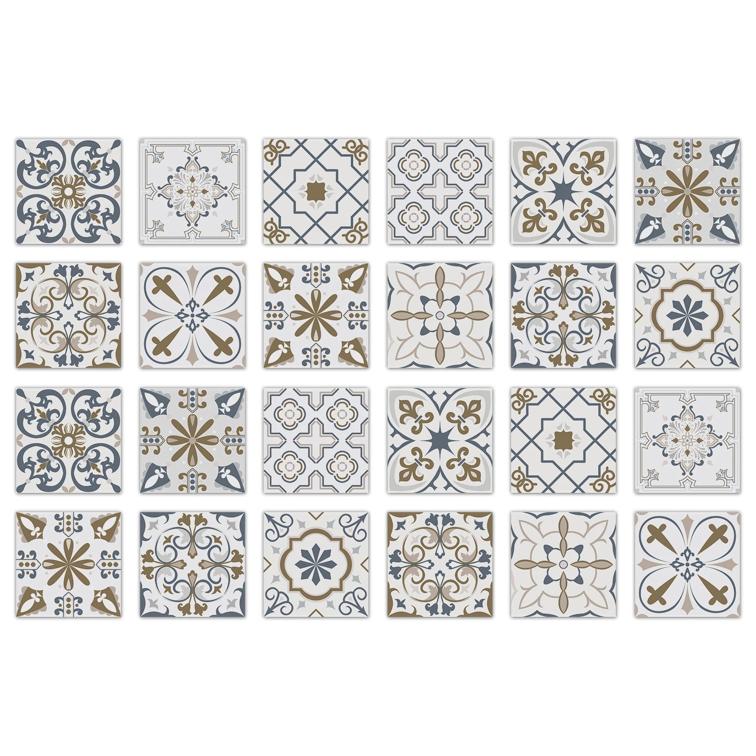 24pcs Art Tile Self-adhesive 3D Wall Sticker Kitchen Wallpaper  For Living Room Bathroom Decoration Murals Waterproof Decals