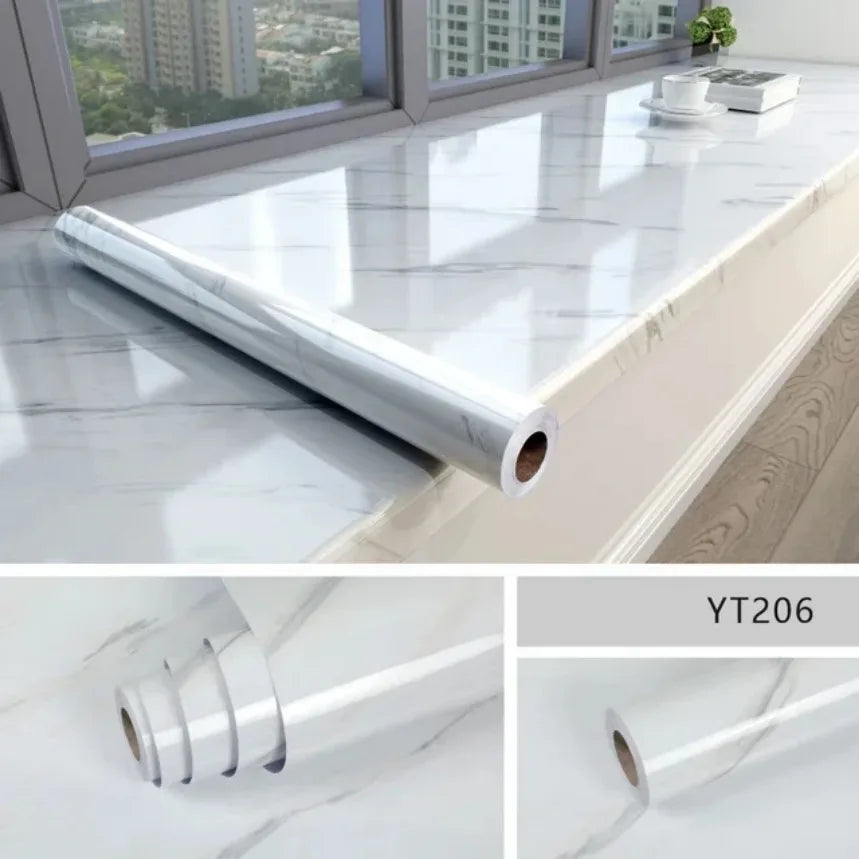 Modern Waterproof Marble Wallpaper Self Adhesive Foil Mould Proof Stickers for Kitchen High Temperature Resistant Wall Decor