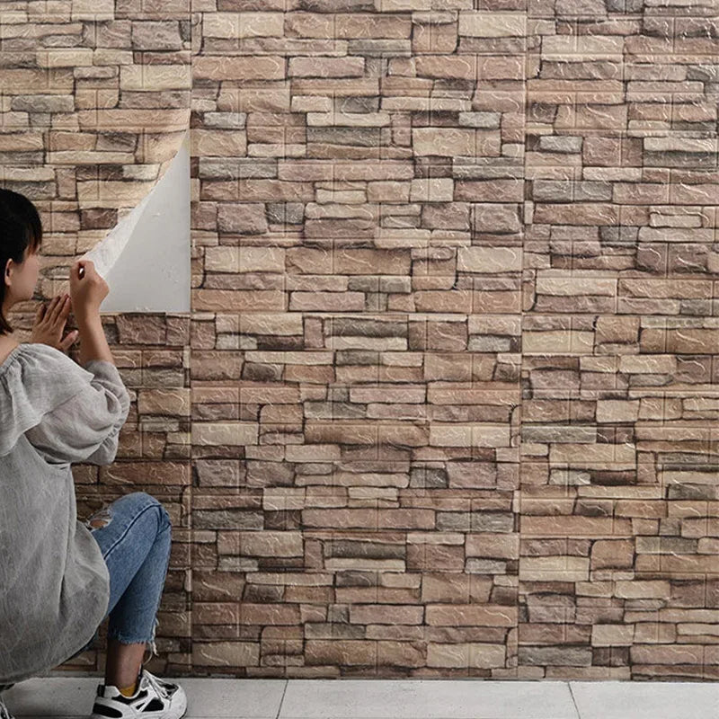 Bộ Dán Tường 3D Foam Gạch Chống Nước Tự Dính 1 5 12 Miếng