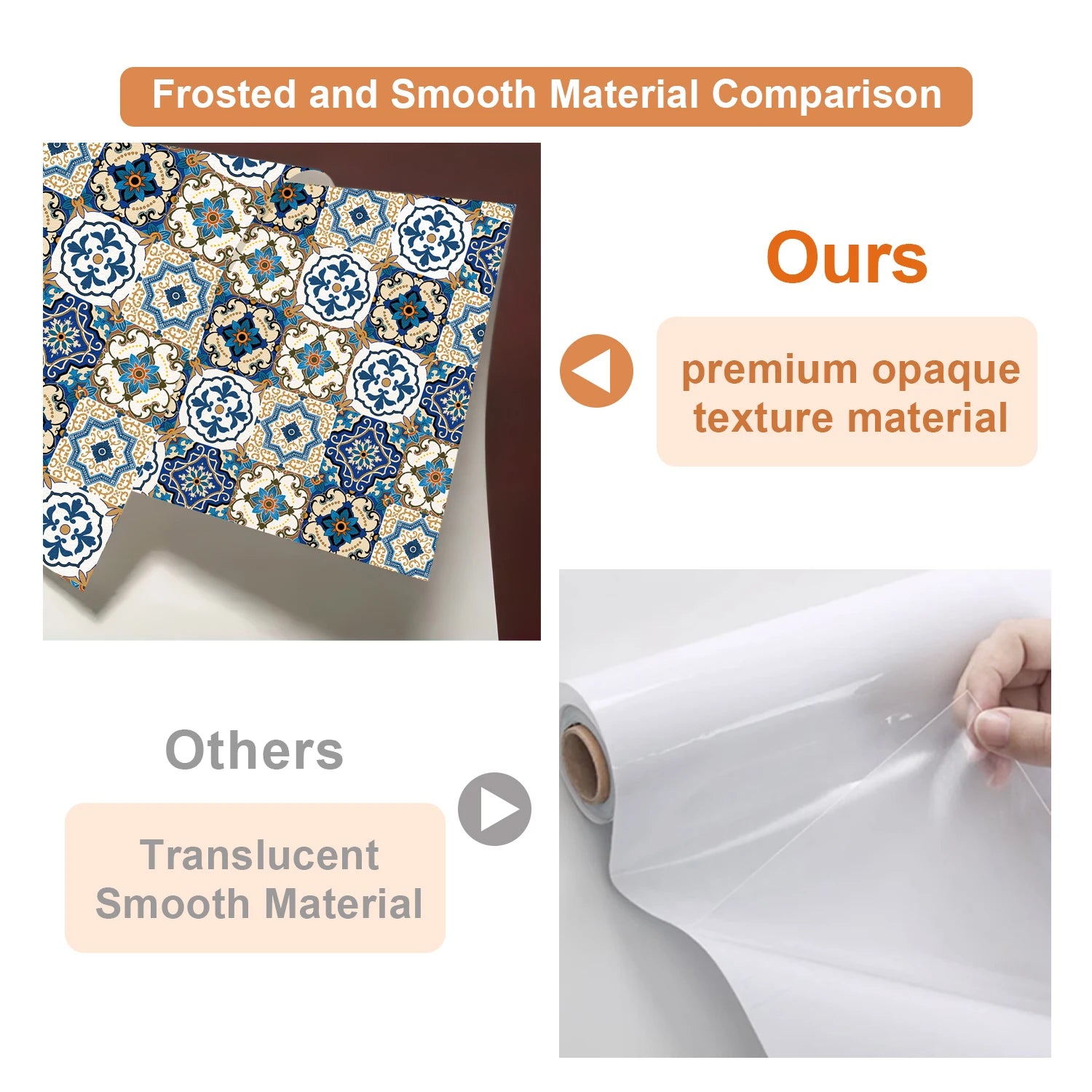 Tile Stickers Blue Brown Baroque Stylish Wallpaper Self Adhesive Wall Tiles Waterproof Bathroom Oil Resistant Kitchen Tiles DIY