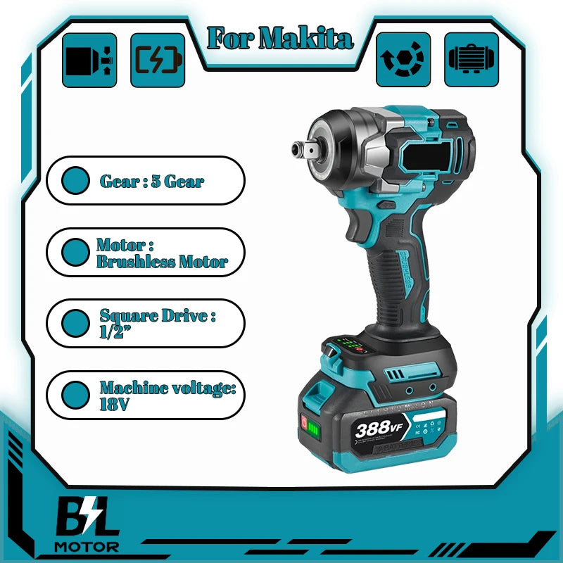 Súng Siết Lực Không Dây 600Nm 18V Makita Pin Chính Hãng