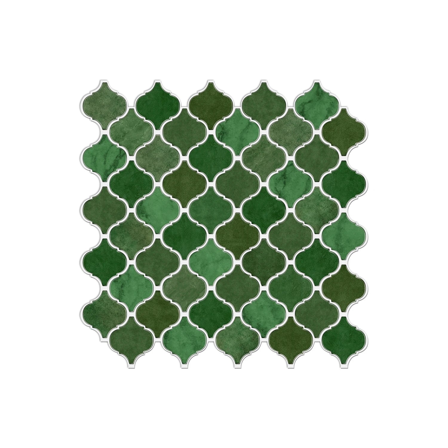 12PCS/Set Green Ceramic Tile Marble Waterproof Self-Adhesive PVC Wall Stickers, Kitchen Backsplash Oil Resistant Home Decoration