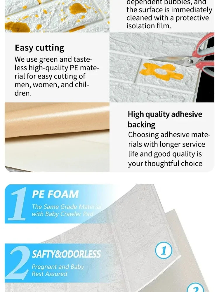 10-40pcs 38.5cmx35cm 3D Wall Stickers Self-adhesive Wallpaper Oil and Moisture Resistant Stain Resistant  Decorative Stickers ﻿