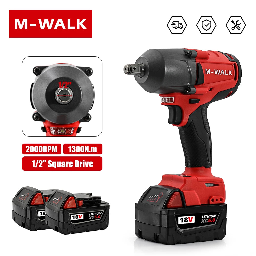 Công Cụ Vặn Lực Tác Động Không Dây 18V MWALK 1300Nm Cao Cấp