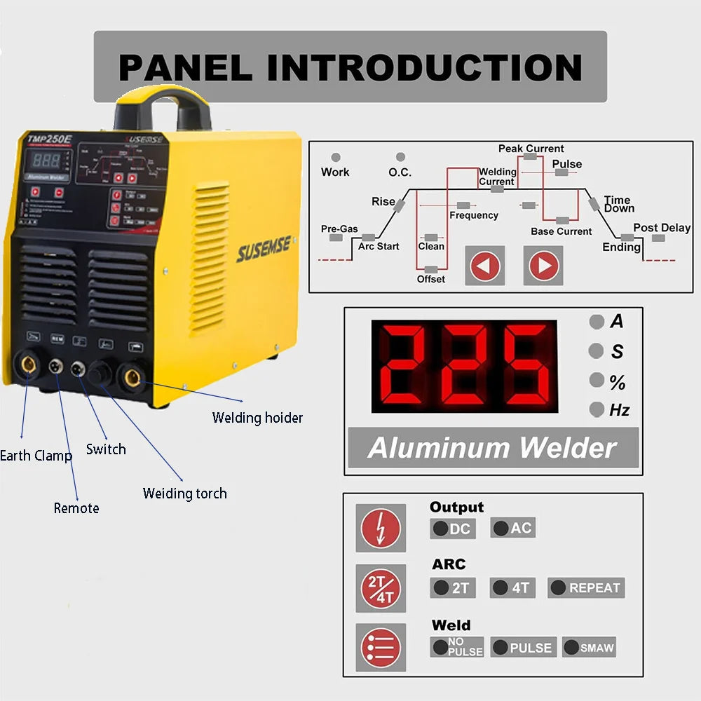 Máy Hàn TIG TMP250 AC DC 250A Xung Đa Nguồn 110V 220V