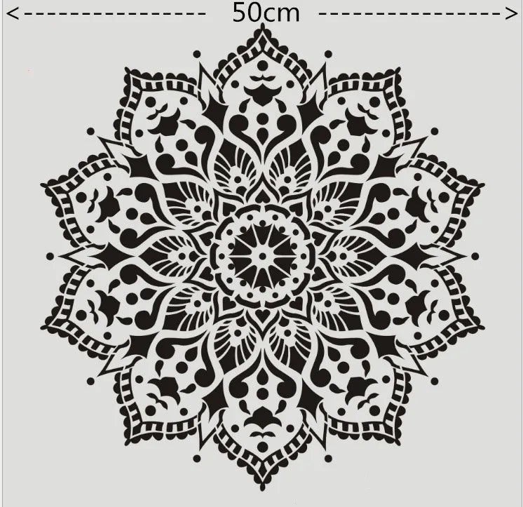 Khuon Mandala DIY 50x50 Cm Cho Ve Stencil Tren Go Vai Tuong