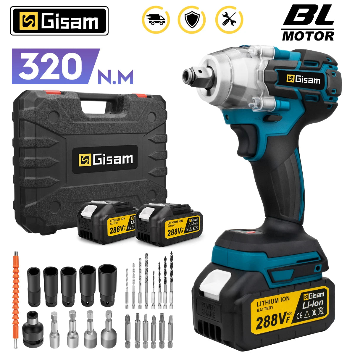 Gisam Brushless Không Dây Máy Siết Bu Lông 320Nm 18V Makita